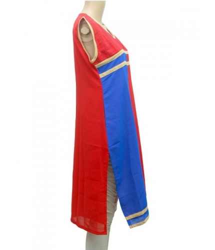 Women's Synthetic Kurtis (Red, Blue, M) Women's Synthetic Kurtis (Red, Blue, M)