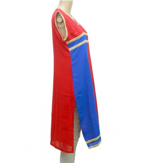 Women's Synthetic Kurtis (Red, Blue, M)