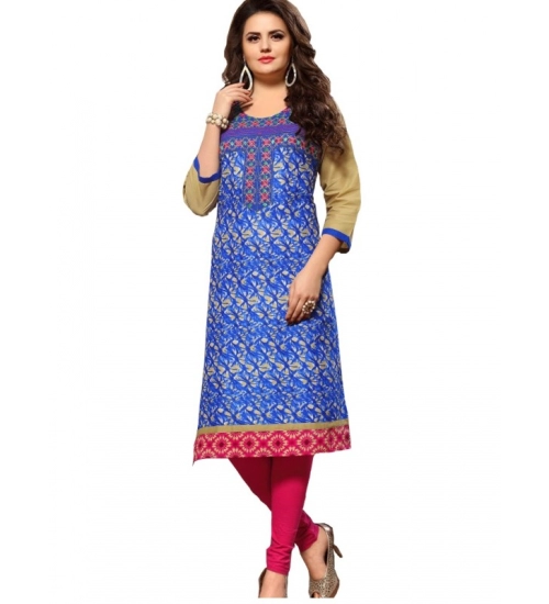 Women's Cotton Kurtis (Blue, Multi, XL)