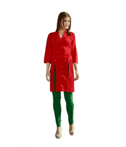 Women's Cotton Kurtis (Red, L)