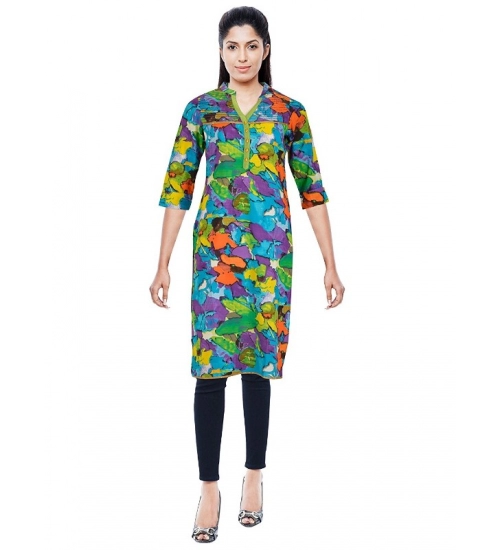 Women's Cotton Kurtis (Blue, L)