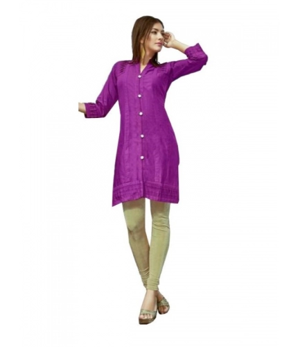 Women's Cotton Kurtis (Violet, L)