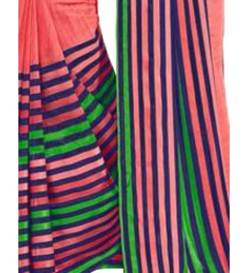 Womens Geogrette Saree with Blouse Digital Printed Saree (Peach, 6.25 Mtr)