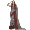 Womens Georgette Digital Printed Saree (Grey, Red, 6.25 Mtr) Womens Georgette Digital Printed Saree (Grey, Red, 6.25 Mtr)
