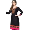 Women's Linen and Cotton Mix Kurtis (Black, Pink, L) Women's Linen and Cotton Mix Kurtis (Black, Pink, L)