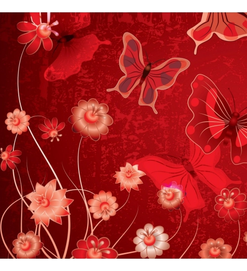 Redish Butterfly and flower wallpaper Mobile case cover