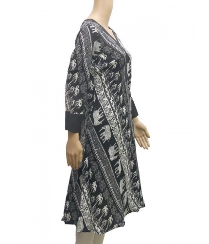 Women's Rayon Kurtis (Black, White, XL)