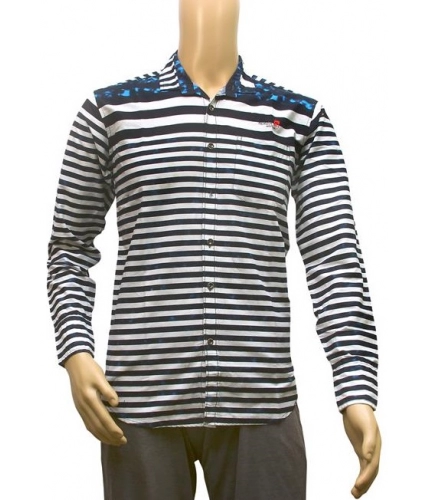 Mens Cotton Casual Men Shirts (Blue, White, XS)