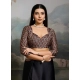 Women's Satin Crepe Printed Saree With Unstitched Blouse 5.5Mtr (Black)