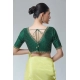 Women's Banarasi Silk Sequence V Neck Non Padded Blouse (Green 38 Ready (Alterable up to 42)