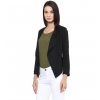 Women's Polyester Solid Long Sleeves Blazer (Black)