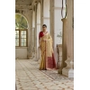 Women's Silk_Blend Ethnic Ikat Pattern Saree With Unstitched Blouse 5.5Mtr (Cream)