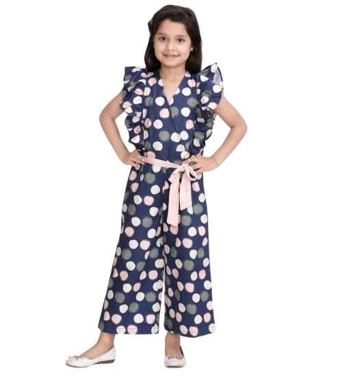 Girl's Rayon Polka Flutter Jumpsuit (Multicolor) Girl's Rayon Polka Flutter Jumpsuit (Multicolor)