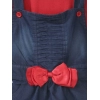 Girl's Denim &amp; Cotton Bow Sleeveless Dungaree (Red)
