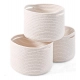Cotton 9x7 Inch Pack of 3 Storage Basket For Clothes (White)