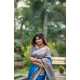 Women's Faux_Tussar Geometric_Print Saree With Unstitched Blouse 5.5Mtr (Royal_Blue)