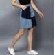 Women's Denim Brick Style Buttoned Skirt (Blue) Women's Denim Brick Style Buttoned Skirt (Blue)