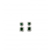 Women's Brass Silver Plated Pendant Set (Green)