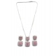 Women's Brass Silver Plated Pendant Set (Pink) Women's Brass Silver Plated Pendant Set (Pink)