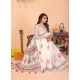 Women's Linen Cotton Printed Saree With Unstitched Blouse 5.5Mtr (Off White) Women's Linen Cotton Printed Saree With Unstitched Blouse 5.5Mtr (Off White)
