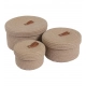 Cotton 3 Pcs Set Roti Box Storage Basket With Lid (Beige)