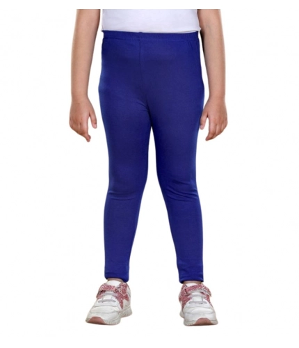 Girl's Cotton Lycra Solid Elasticated Leggings (Blue)