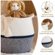 Cotton Matka 14x12 Inch Storage Basket For Clothes (Gray White)