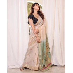 Women's Blended_Cotton Woven_Motifs Saree With Unstitched Blouse 5.5Mtr (Rama_Green)