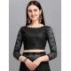 Women's Net Self Design Saree With Unstitched Blouse 5.5Mtr (Black)