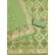 Women's Banarasi Silk Printed Unstitched Salwar Suit Material With Dupatta (Pista, 3Mtrs)
