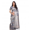 Women's Linen Cotton Printed Saree With Unstitched Blouse 5.5Mtr (Grey) Women's Linen Cotton Printed Saree With Unstitched Blouse 5.5Mtr (Grey)