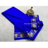 Women's Crepe Chit Pallu Solid Saree With Unstitched Blouse 5.5Mtr (Navy Blue) Women's Crepe Chit Pallu Solid Saree With Unstitched Blouse 5.5Mtr (Navy Blue)