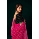 Women's Net Sequence Saree With Unstitched Blouse 5.5Mtr (Pink)