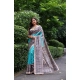 Women's Faux_Tussar Ethnic_Print Saree With Unstitched Blouse 5.5Mtr (Aqua_Blue) Women's Faux_Tussar Ethnic_Print Saree With Unstitched Blouse 5.5Mtr (Aqua_Blue)