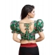 Women's Organza Printed V Neck Puff Sleeve Readymade Blouse (Green 38 , Alterable up to 42)-PID65863 Women's Organza Printed V Neck Puff Sleeve Readymade Blouse (Green 38 , Alterable up to 42)-PID65863