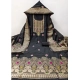 Women's Banarasi Silk Printed Unstitched Salwar Suit Material With Dupatta (Black, 3Mtrs)