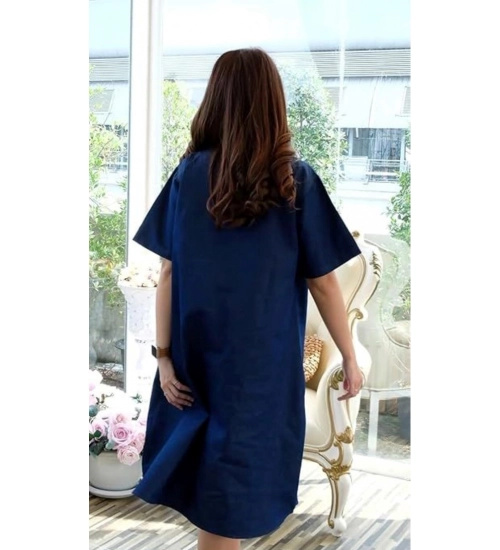 Women's Casual Denim Half Sleeves Dress (Blue) Women's Casual Denim Half Sleeves Dress (Blue)