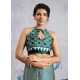 Women's Satin Crepe Printed Saree With Unstitched Blouse 5.5Mtr (Green)