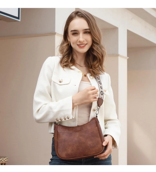 Women's PU Leather Zipper Sling Bag