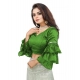 Women's Organza Solid V Neck Layered Ruffle Sleeve Readymade Blouse (Light Green Free Size , up to 38–40 Bust)-PID65852 Women's Organza Solid V Neck Layered Ruffle Sleeve Readymade Blouse (Light Green Free Size , up to 38–40 Bust)-PID65852