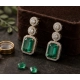 Women's Brass Silver Plated Drop Earrings (Green)
