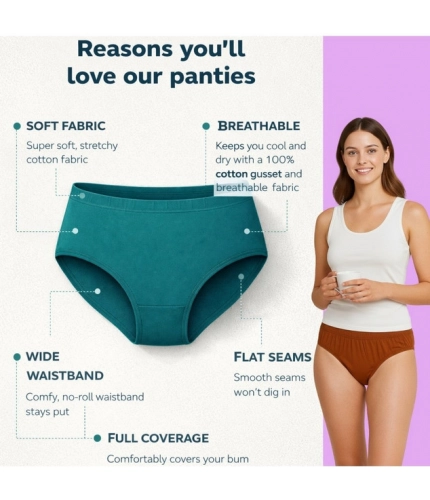 Pack of_6 Women's Cotton Solid Hipster Panty (Multicolor)