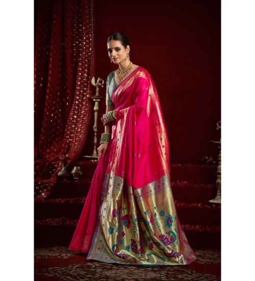 Women's Silk Blend Woven Saree With Unstitched Blouse 5.5 Mtr (Pink) Women's Silk Blend Woven Saree With Unstitched Blouse 5.5 Mtr (Pink)