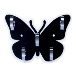 Pack Of 2_Butterfly Key Holder – Decorative Wall Mount Key Organizer (Color: Black)