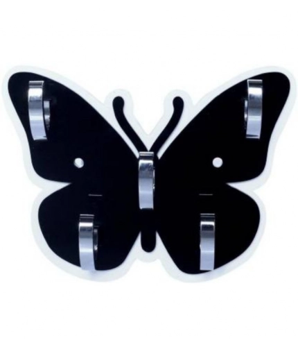 Pack Of 2_Butterfly Key Holder – Decorative Wall Mount Key Organizer (Color: Black)