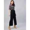 Women's Polyester Floral Short Sleeve Jumpsuit (Multicolor)
