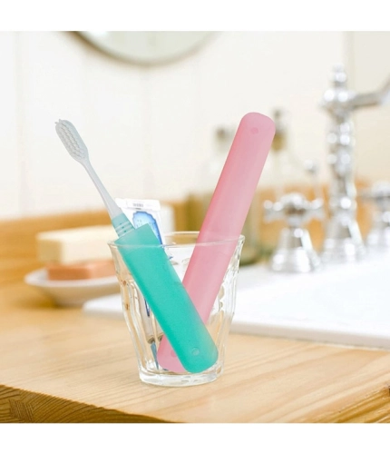 Pack of 4_Plastic Toothbrush Holder Travel 4-PieceS SeT Tube Cases (Color: Assorted )