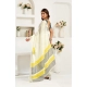 Women's Faux Linen Floral Print Ready to wear Saree With Unstitched Blouse 5.5Mtr (Off_White)