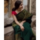 Women's Soft Lichi Silk Printed Saree With Unstitched Blouse 5.5Mtr (Green)