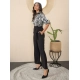 Women's Satin And Polyester Floral Half Sleeves Jumpsuit (Grey - Black) Women's Satin And Polyester Floral Half Sleeves Jumpsuit (Grey - Black)